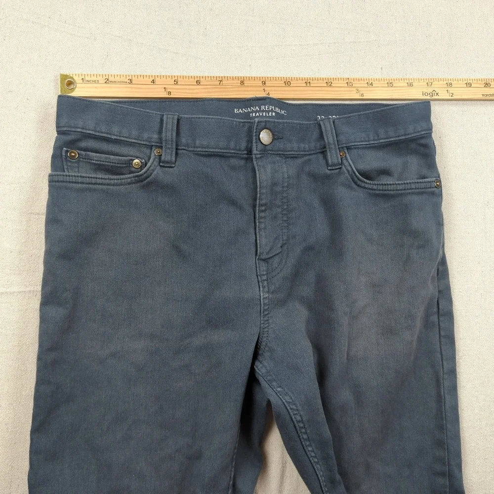 Banana Republic Mens 33x32 Blue Pants Traveler Slim Fit Golf Stretch Casual